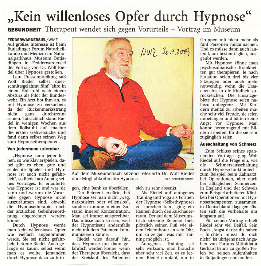 Kein willenloses Opfer durch Hypnose (2009)